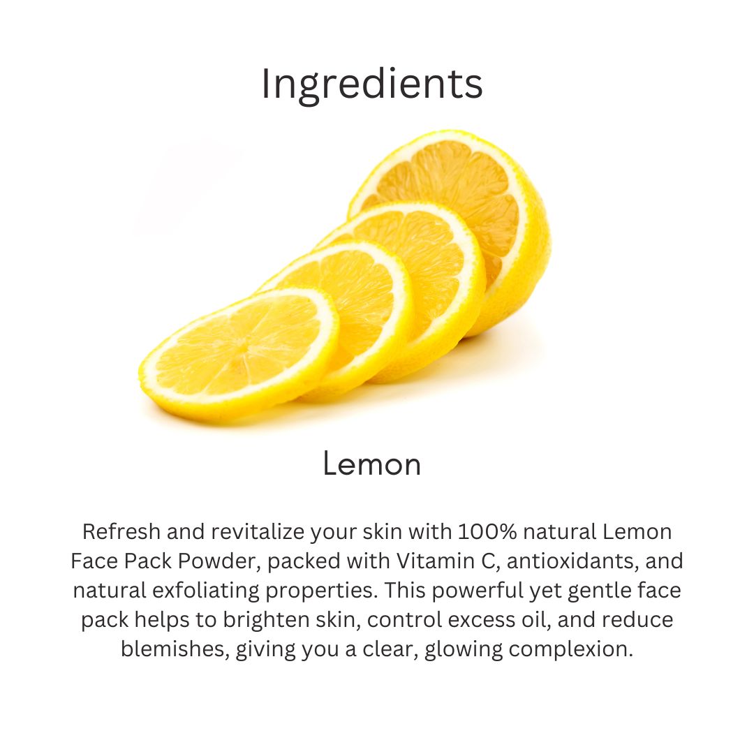 Khadi Lemon Powder for Face & Skin | 100% Natural Lemon Peel Powder | Vitamin C-Rich Face Pack for Skin Brightening & De-Tan Care | Helps Control Excess Oil & Improve Skin Texture | For All Skin Types | 100 gm