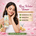 Bhudevam Naturals Khadi Rose Water Skin Toner for Glowing Skin, Hydration & Pore Tightening- 420ML (Pack of 2)