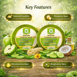 Bhudevam Naturals Khadi Green Apple Loofah Soap – Natural Exfoliating Bath Soap for Fresh & Glowing Skin- 250GM (Pack of 2)