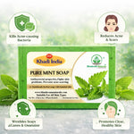Bhudevam Naturals Khadi Mint Soap for Bath – Cooling Effect, Antibacterial Body Soap, Keeps Skin Fresh & Clean All Day - 500GM (Pack of 4)