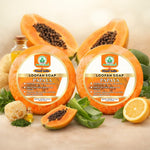 Bhudevam Naturals Khadi Papaya Loofah Soap – Natural Exfoliating Bath Soap for Glowing & Smooth Skin- 250GM (Pack of 2)