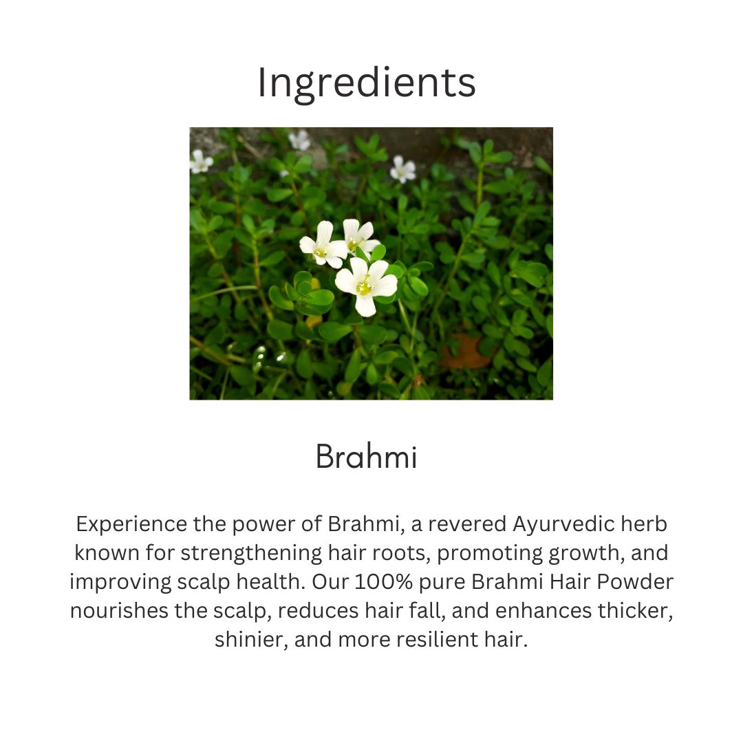 Khadi Brahmi Powder for Hair Care | 100% Natural Brahmi Leaf Powder | Helps Reduce Hair Fall, Strengthen Roots & Nourish Scalp | Ayurvedic Herbal Hair Pack | For All Hair Types