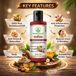 Bhudevam Naturals Khadi Aromatherapy Sandalwood Massage Body Oil for Stress Relief & Deep Skin Hydration- 210ML