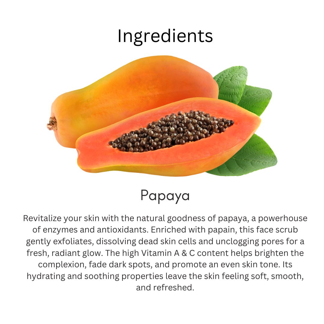 Khadi Papaya Face Scrub | Natural Exfoliating Scrub with Papaya Enzymes | Helps Remove Dead Skin, Dirt & Surface Impurities | De-Tan & Skin Brightening Care | Herbal Ayurvedic Face Scrub for Smooth & Glowing-Looking Skin | For All Skin Types | 100 gm