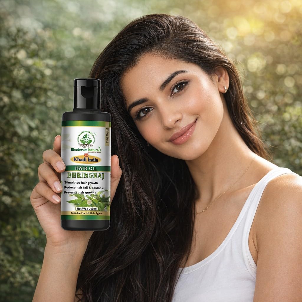 Bhudevam Naturals Khadi Ayurvedic Amla Hair Oil For Hair Fall Control, Scalp Nourishment & Strong Roots- 210ML