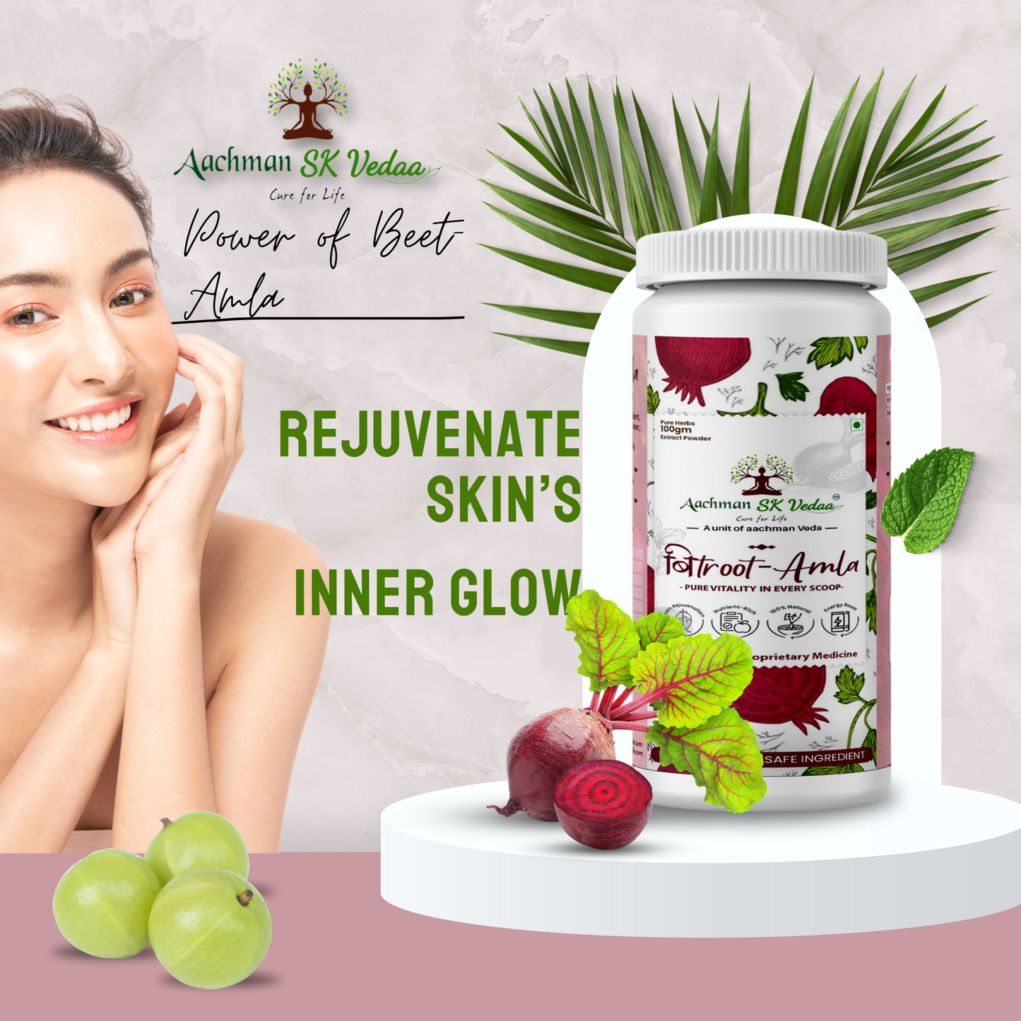 Aachman Veda Beetroot & Arjuna Amla Extract Powder