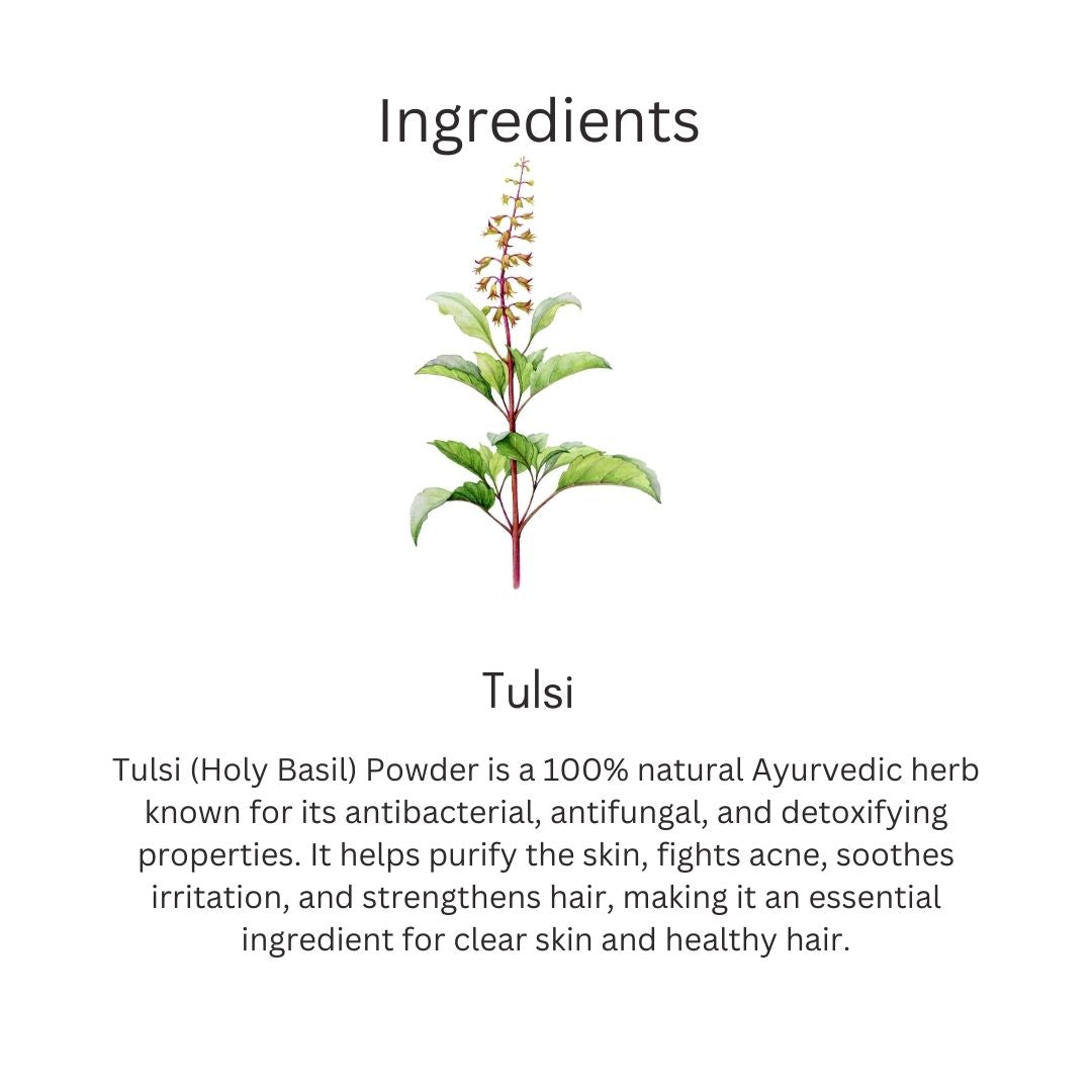 Khadi Tulsi Powder for Face & Hair | 100% Natural Holy Basil Powder | Acne, Blemish & Oil Control Care | Helps Purify Skin & Nourish Scalp | Herbal Face & Hair Pack | For All Skin & Hair Types | 100 gm
