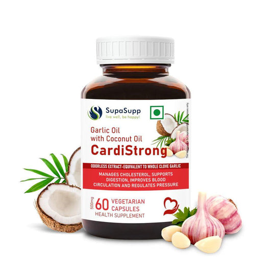 Sri Sri Tattva SupaSupp Garlic Oil Vegetarian Capsule With Coconut Oil, CardiStrong,