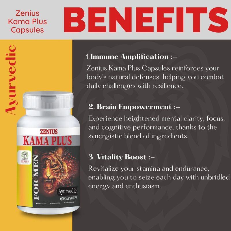 Zenius Kama Plus Capsules - Energy Booster Capsules for Energy and Stamina Boosting - 60 Capsules