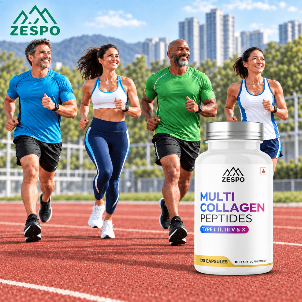 Zespo Multi Collagen Peptides Type I, II, III, V & X 1,200  Supports Skin, Hair, Nails, Joints & Bone Health – 120 Capsules
