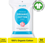Hi Life Organic Cotton Makeup Remover Pads (Round, Pack of 25) | 100% Pure Organic Cotton Facial Cleansing & Toning Pads