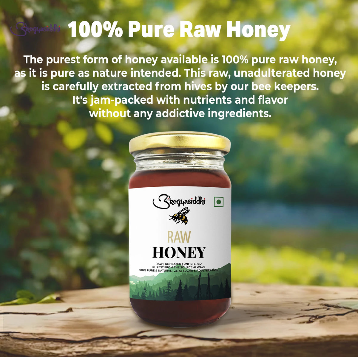 Arogyasiddhi Raw Honey | 100% Pure, Unfiltered & Organic Multi-Flora Honey | 500 g
