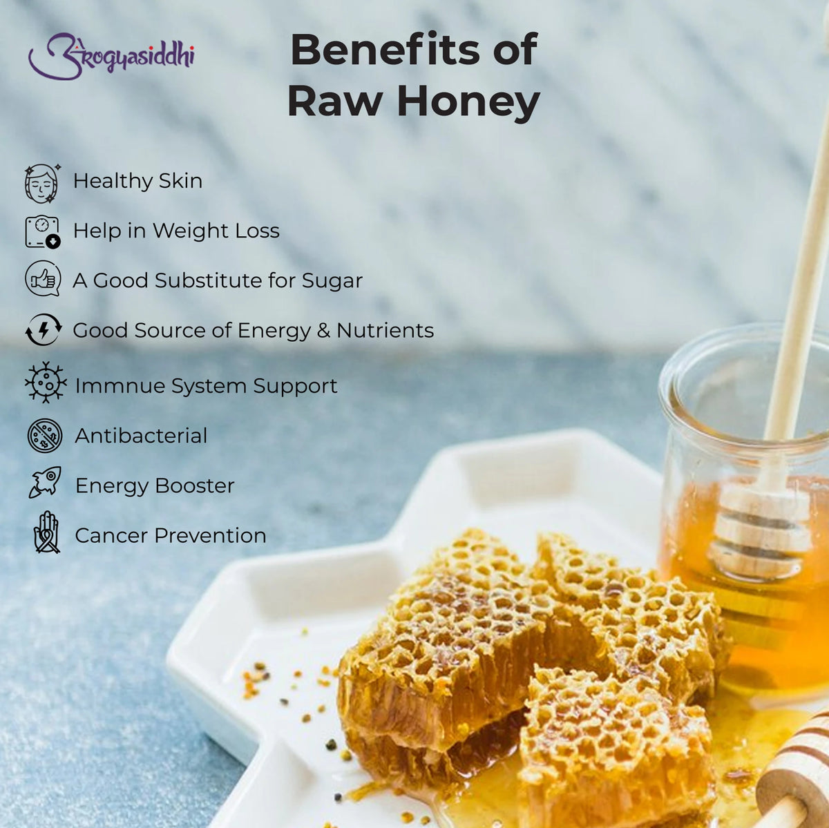 Arogyasiddhi Raw Honey | 100% Pure, Unfiltered & Organic Multi-Flora Honey | 500 g
