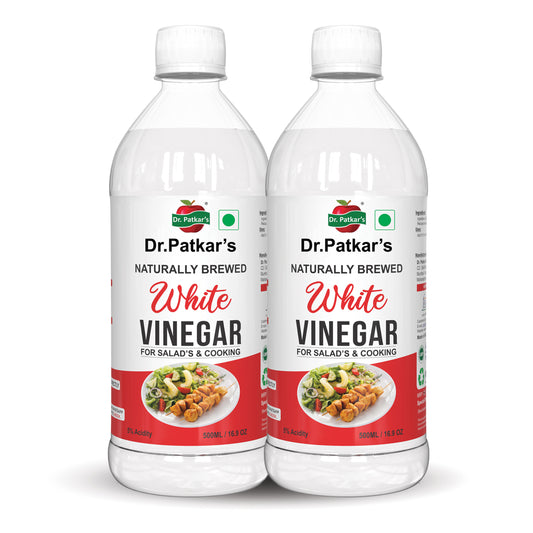 Dr. Patkar's Naturally Brewed White Vinegar for Salad Cooking | Cleaning Purpose | Flavoursome & Nutritious (500ml) Pack of 2