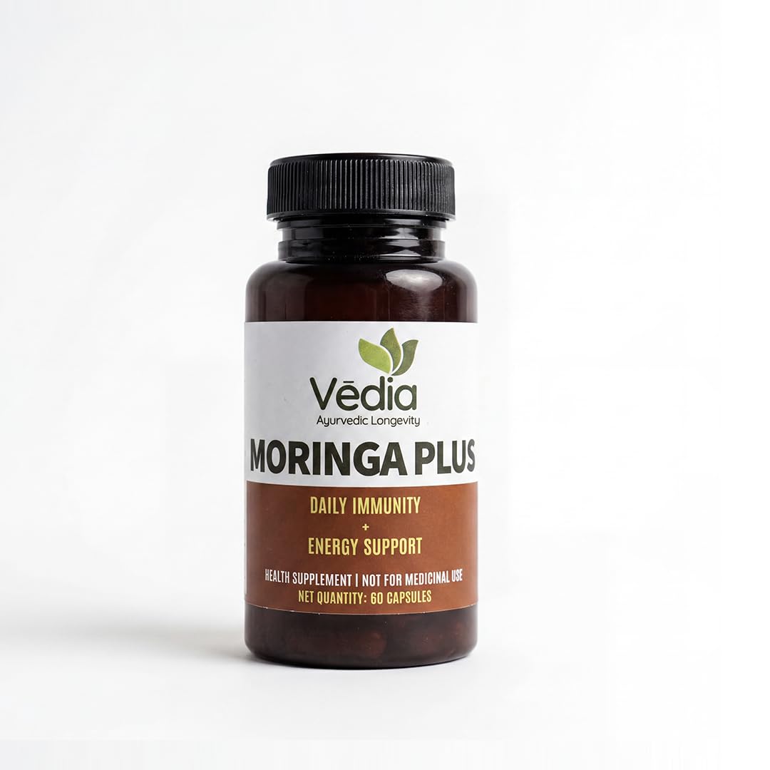 Vedia Moringa Plus (Natural Superfood) Capsules | Pure Moringa Leaf Extract for Energy, Immunity & Joint Support (60 Capsules)