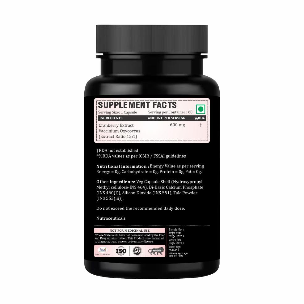 Adorreal Cranberry Capsules (60 Capsules) | Concentrated Extract with Vitamin C & D-Mannose for Urinary Tract Health & Kidney Support