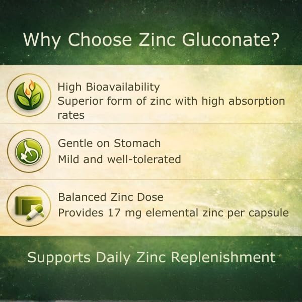 Pure Nutrition Zinc Gluconate 60mg, 120 Capsules | Immune & Skin Health Support