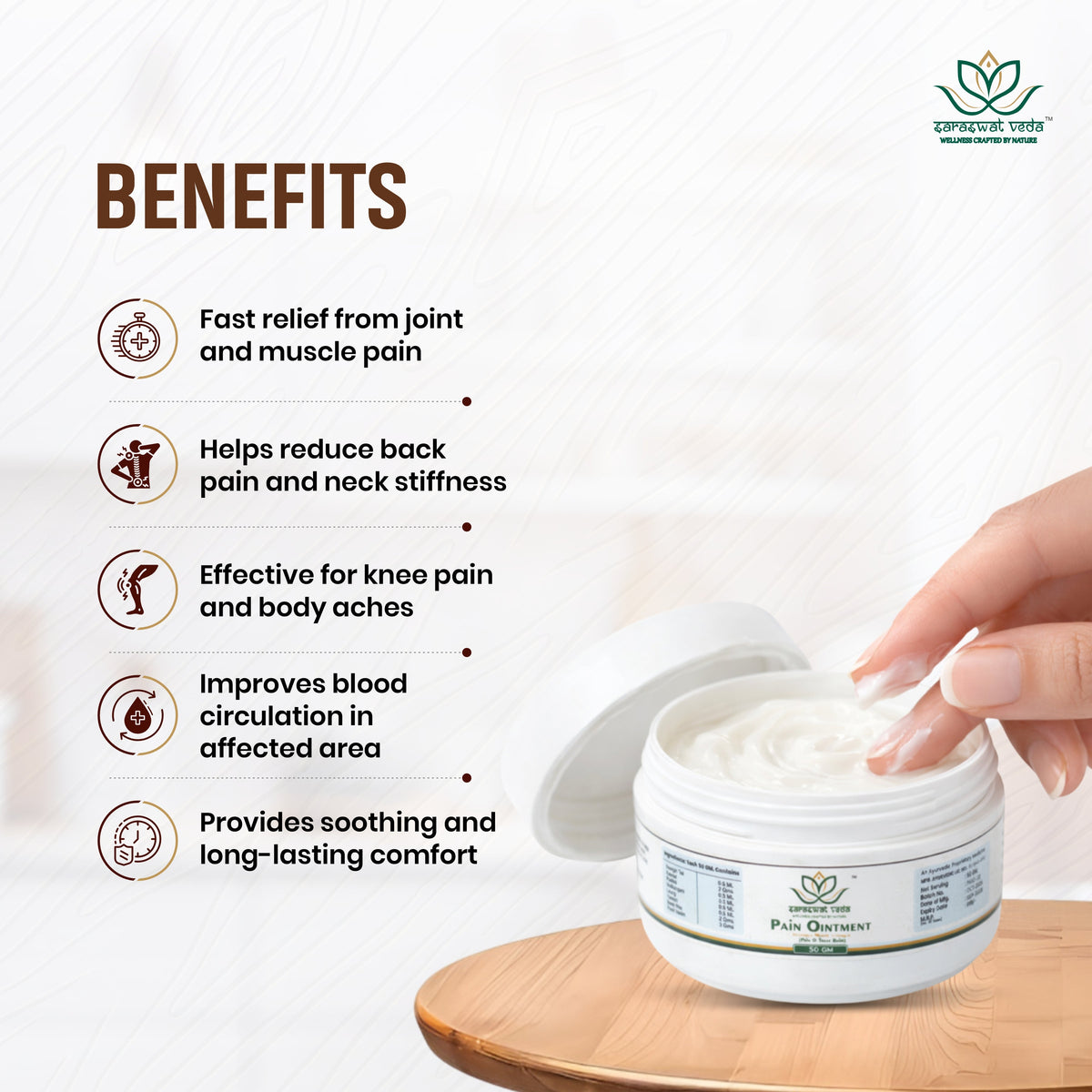 Saraswat Veda Pain O Treat Ayurvedic Balm | 50 g