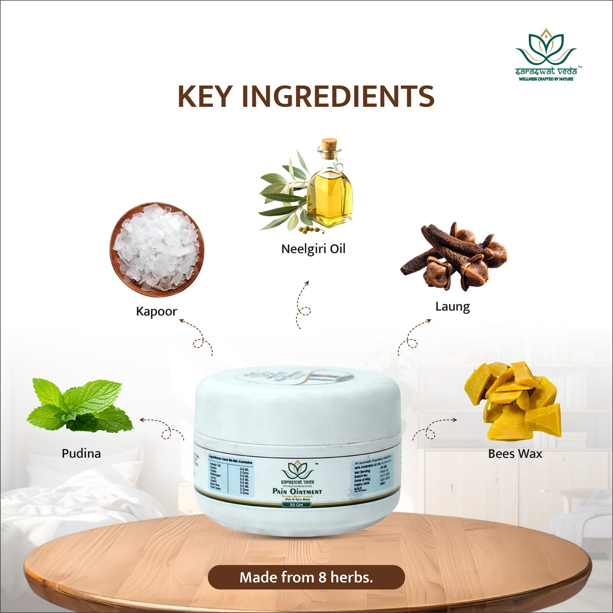 Saraswat Veda Pain O Treat Ayurvedic Balm | 50 g