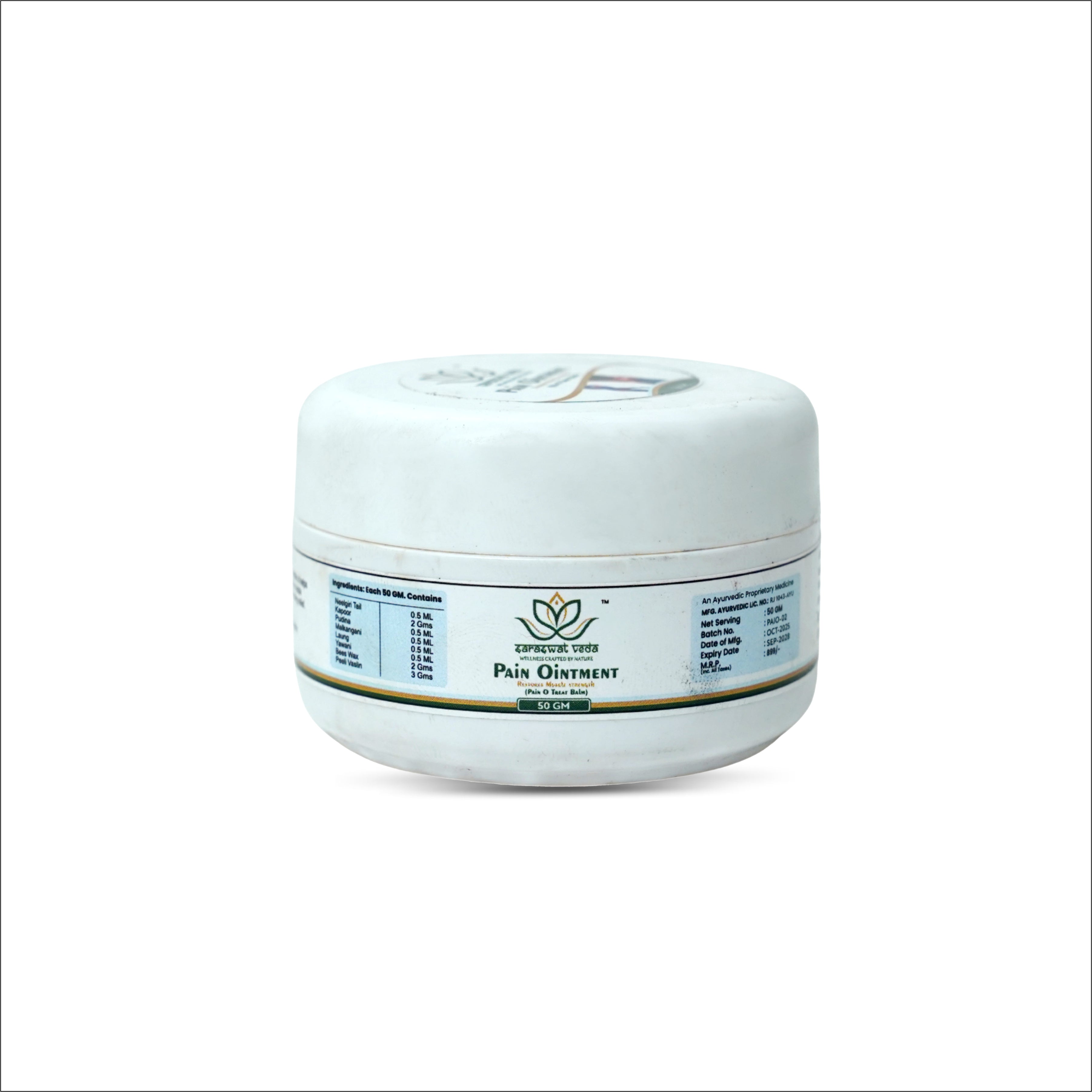 Saraswat Veda Pain O Treat Ayurvedic Balm 50g
