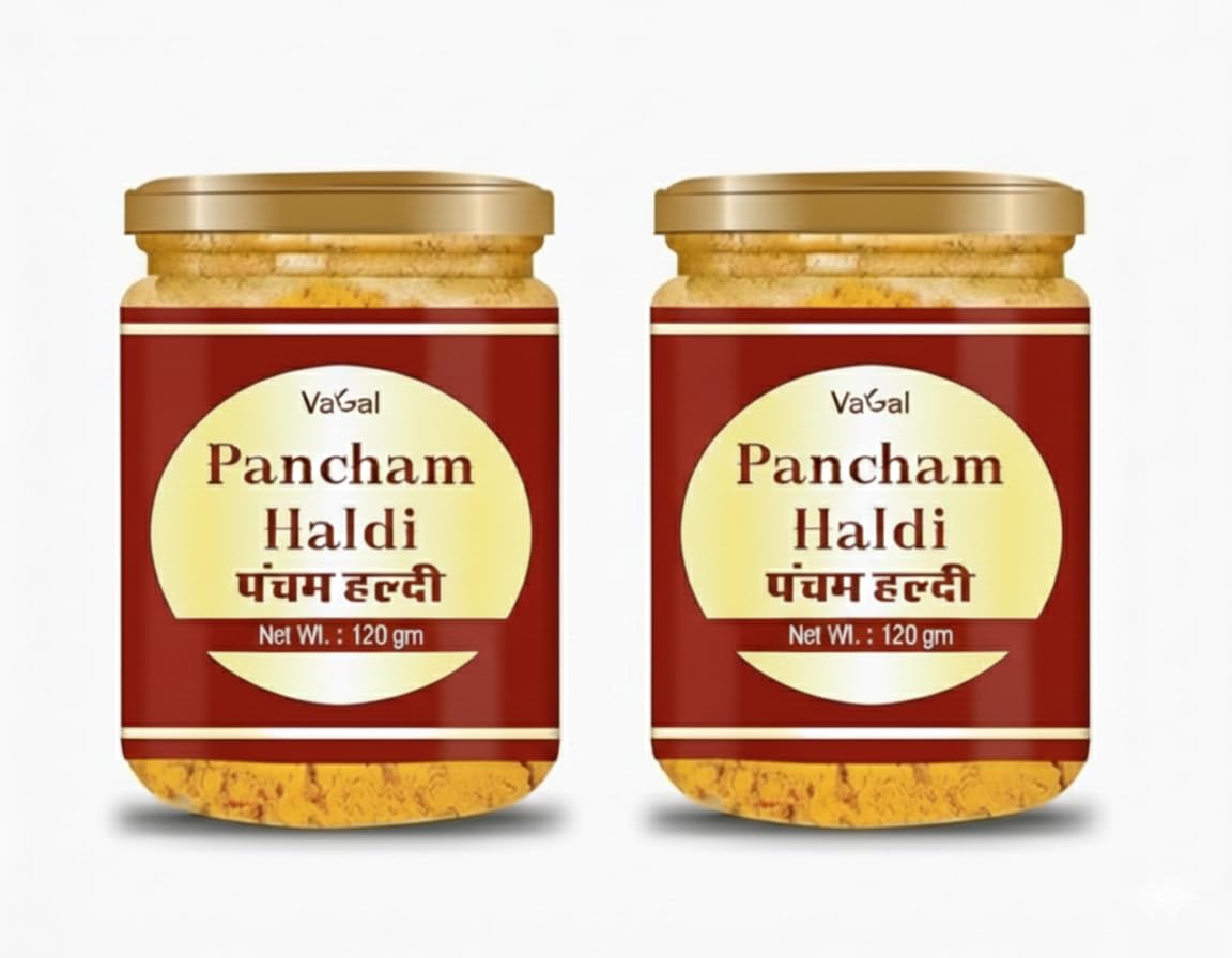 Pancham Haldi Powder (120g Each) | Natural Turmeric Powder for Cooking & Daily Use | Pure Indian Haldi for Taste, Color & Aroma with Pack of 2