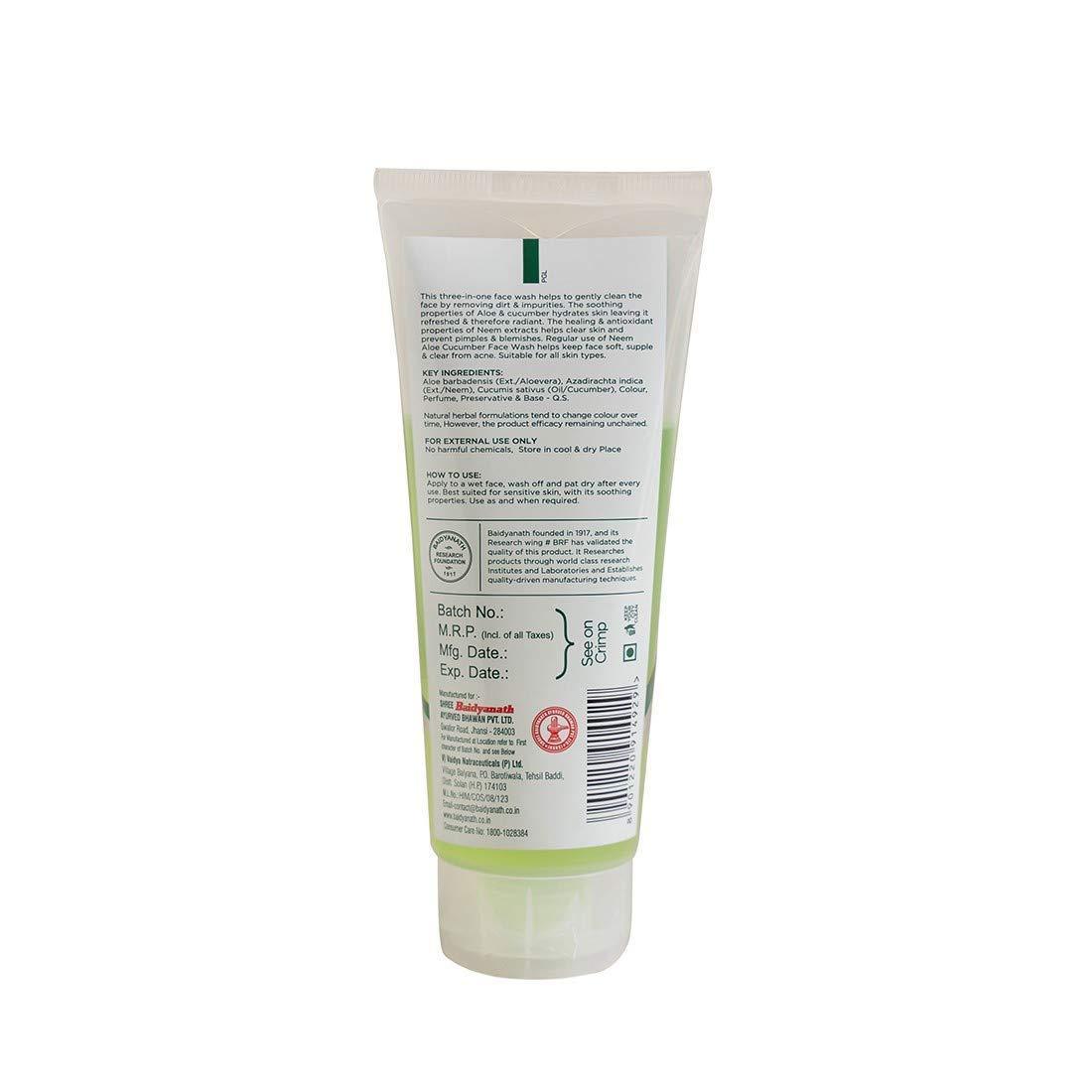 Baidyanath (Jhansi) Aloe, Neem & Cucumber Face Wash - 100 Ml