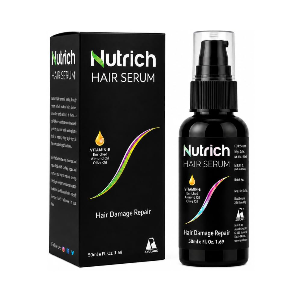 Ayulabs Nutrich Hair Serum | For Dull, Frizzy & Damaged Hair Repair | 50 ml