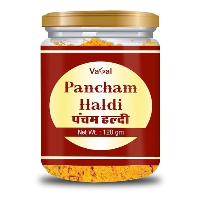 Vagal Pancham Haldi Powder- Five Turmeric Powder in one - Amba Haldi - Jangli Haldi - Curcuma Aromatica - Wild Turmeric-Kali Haldi Ideal for Eating, Drinking, Cooking-Natural, Fresh (120 Grams)