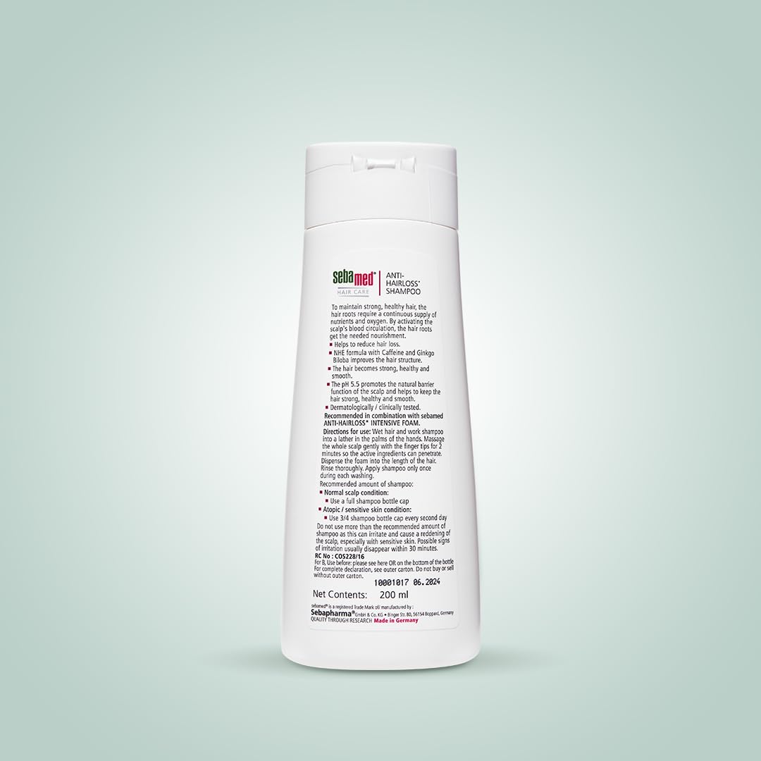 Sebamed Anti-Hairloss Shampoo with Caffeine & Ginko Biloba for Hair Care | For All Hair Types - 200ml