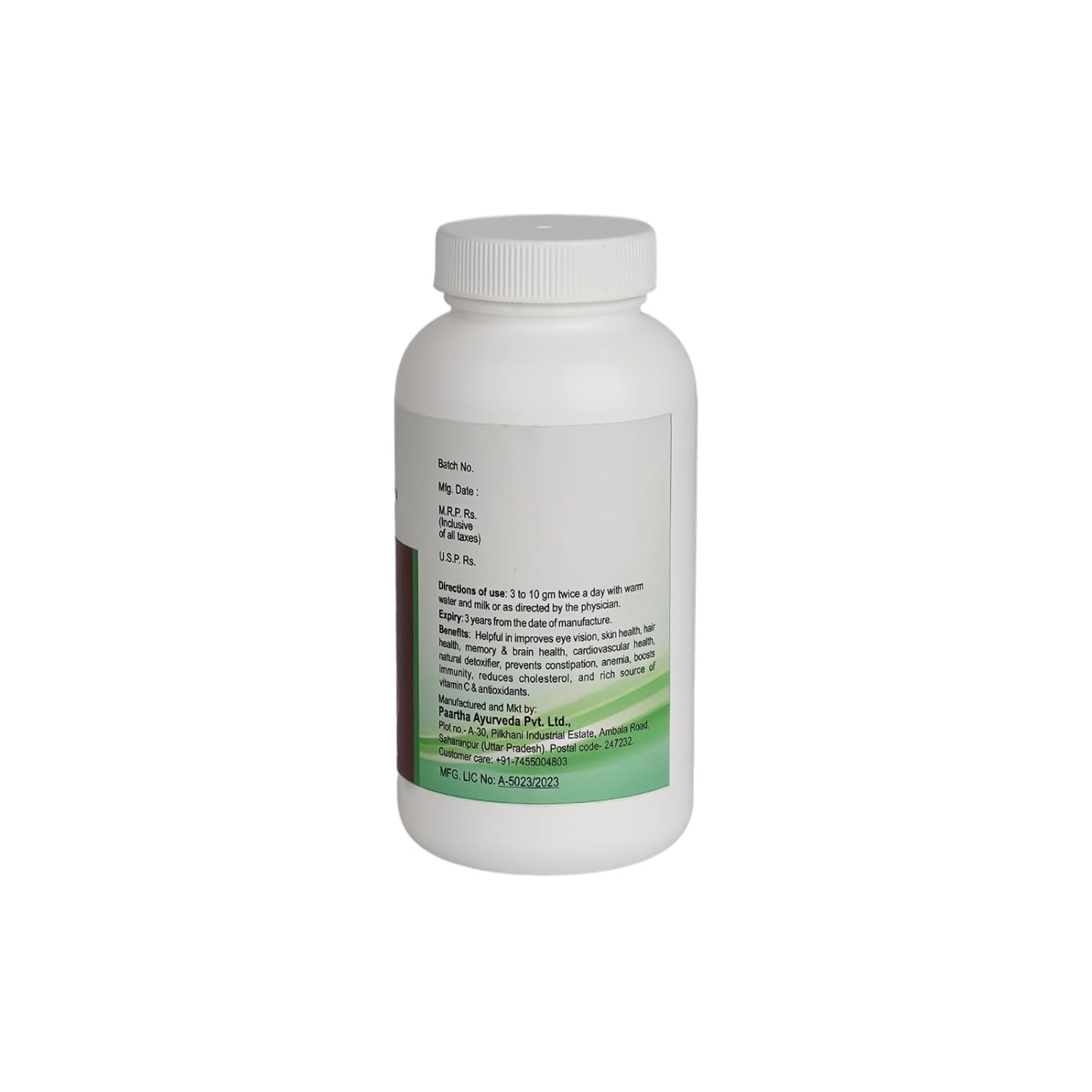 Paartha Amla Churan Powder – Ayurvedic Amla Herbal Supplement for Immunity, Skin, Hair & General Wellness Support – 100g