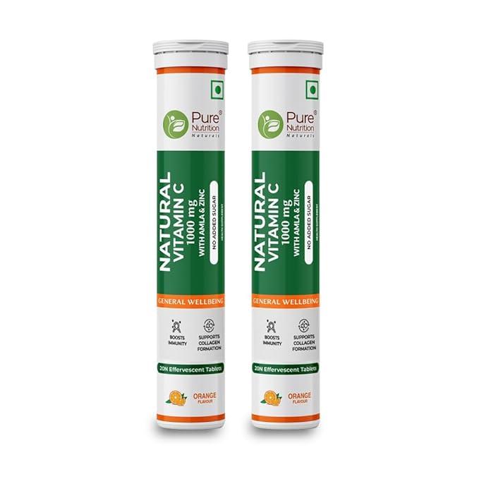 Pure Nutrition Natural Vitamin C Effervescent Tablet - Orange (20 Tablets)