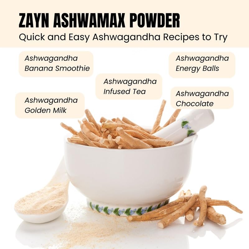 Zaynura Ayurveda Zayn Ashwamax Powder - Organic Ashwagandha Root Powder | High Potency Adaptogen | Stress Relief, Strength & Vitality