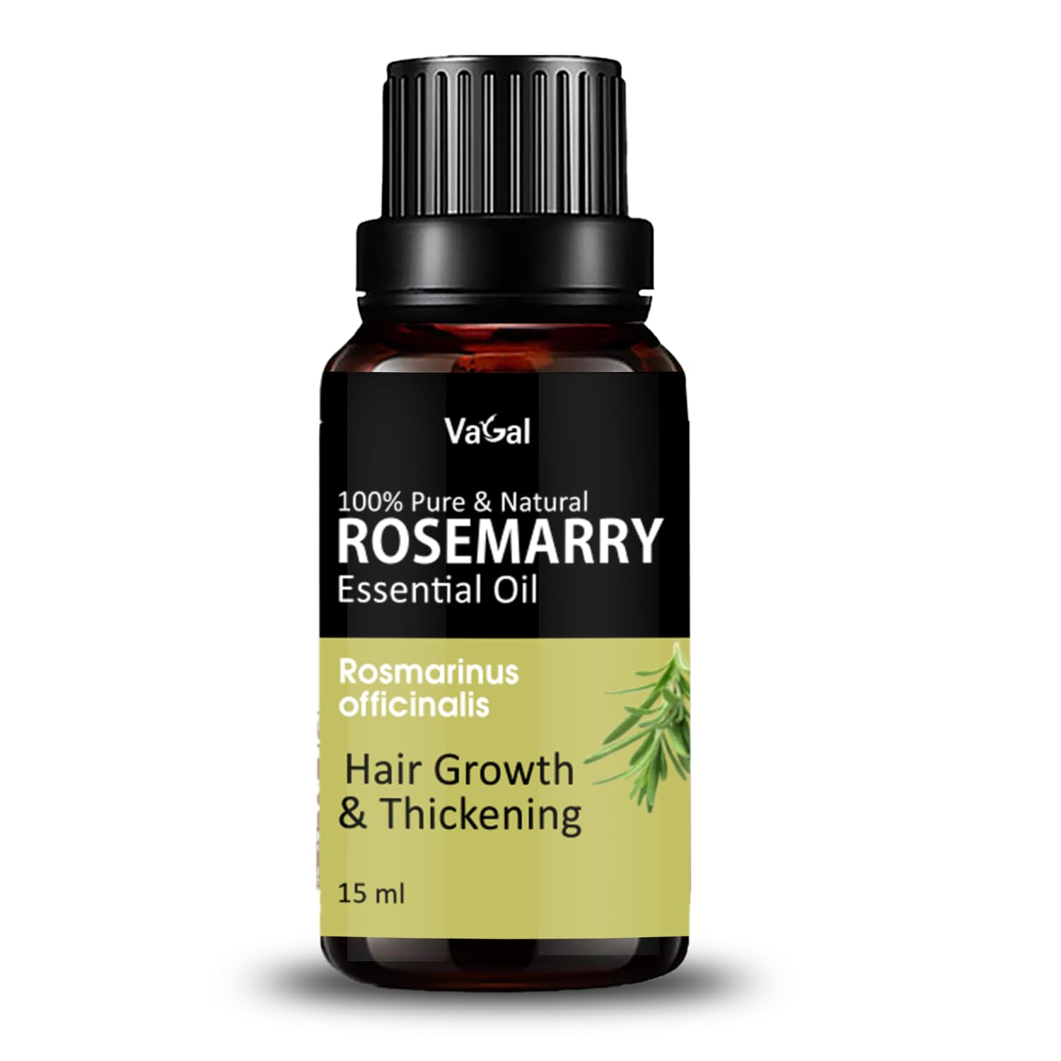 Vagal Rosemary Essential Oil for Hair Growth, Hair Fall Control, Hair Nourishment & Strengthens, Skin Care| Clinically Tested and Ecocert Certified Organic Pure & Natural Undiluted, 15ml