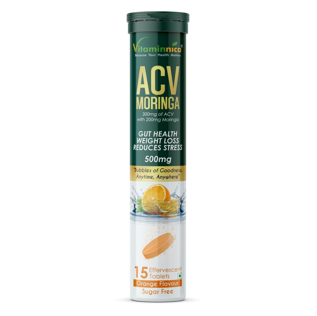 Vitaminnica ACV  Moringa Effervescent Tablets 500mg - Gut Health & Weight Support, 15 Count