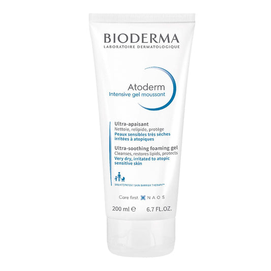 Bioderma Atoderm Intensive Moussant Face and Body Gel Wash | Paraben, Alcohol, Steroid, Colour & Fragrance-Free | Derma Care | For Very Dry, Irritated to Atopic Sensitive Skin