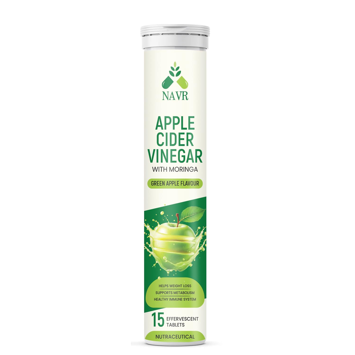 NAVR Apple Cider Vinegar & Moringa Effervescent Tablets for Weight Loss - 15ct