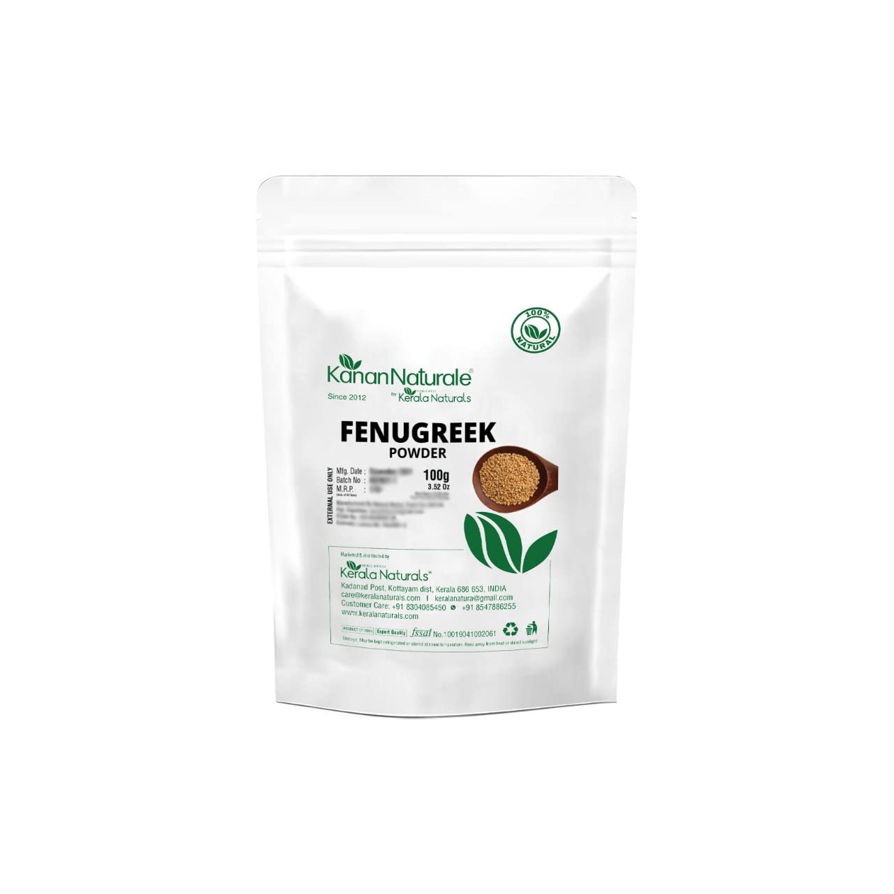 Kerala Naturals 100% Pure Fenugreek Powder - 100gm