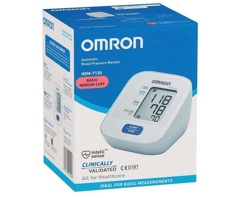 Omron HEM-7120 BP Monitor Fully Automatic Digital With Intellisense Technology For Most Accurate Measurement - Arm Circumference (22-32Cm)