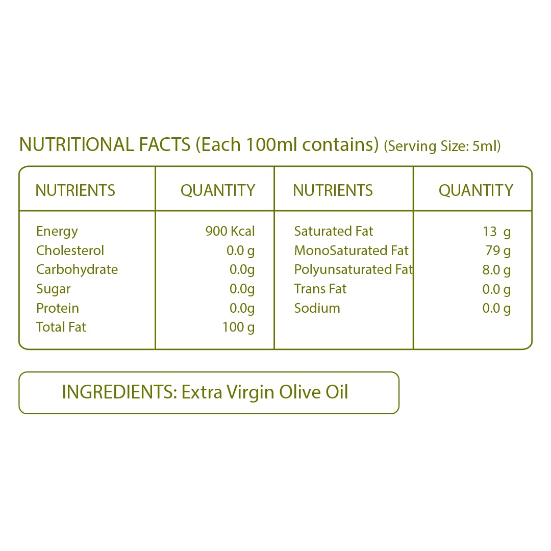 Pure Nutrition Virgin Olive Oil 500ml PET Bottle | Premium Cold Pressed Cooking Oil
