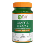 Pure Nutrition Omega 3-5-6-7-9 with Seabuckthorn & Flaxseed Oil | Veg Softgels for Heart & Brain Health - 60 Softgels