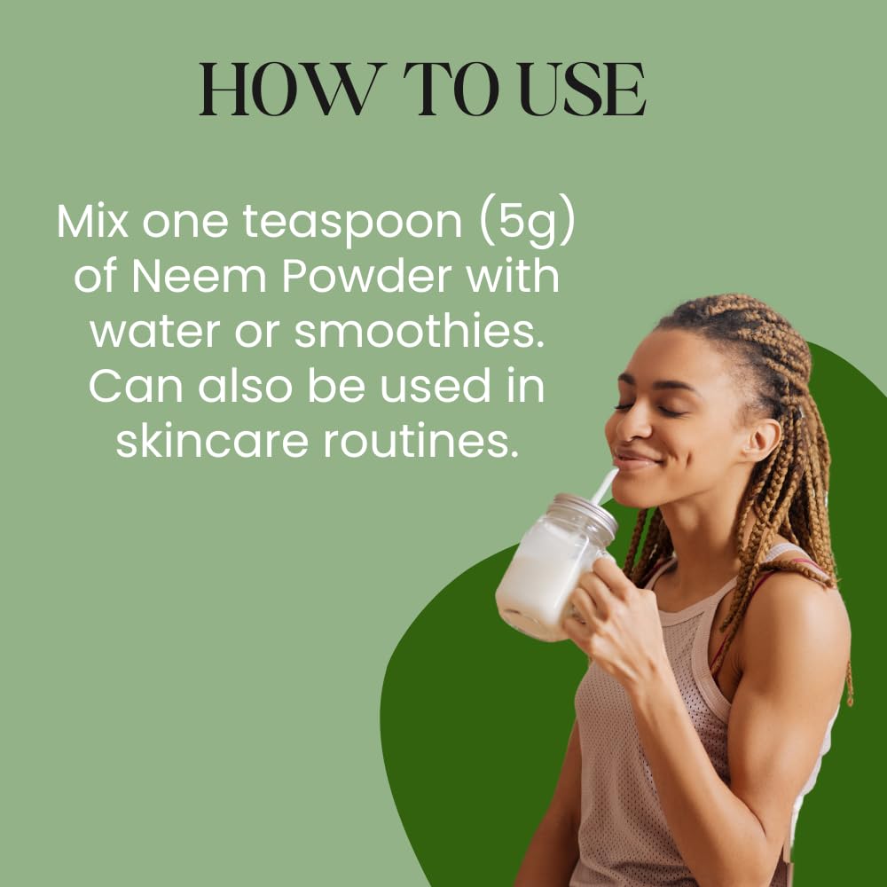 Pure Nutrition Organic Neem Powder - 227g | 100% Pure and Natural | Supports Skin Health, Detoxification, and Immunity
