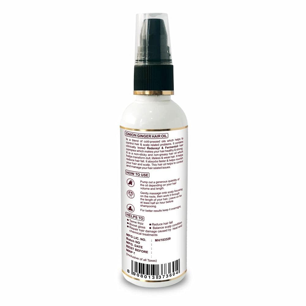 Pure Nutrition Onion & Ginger Hair Oil 100ml | Hair Growth & Scalp Care Oil