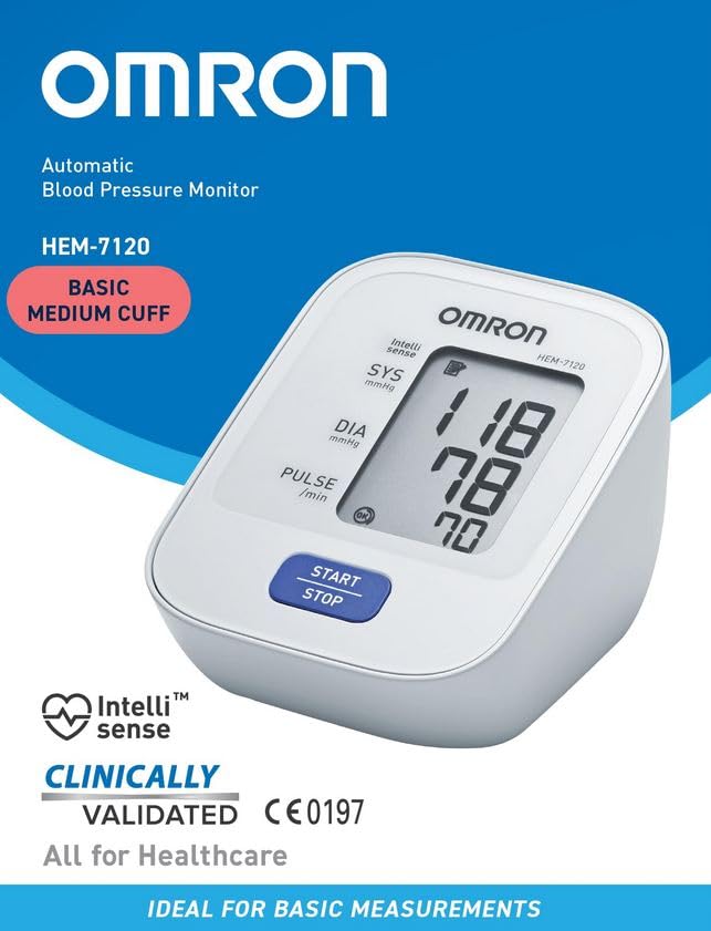 Omron HEM-7120 BP Monitor Fully Automatic Digital With Intellisense Technology For Most Accurate Measurement - Arm Circumference (22-32Cm)