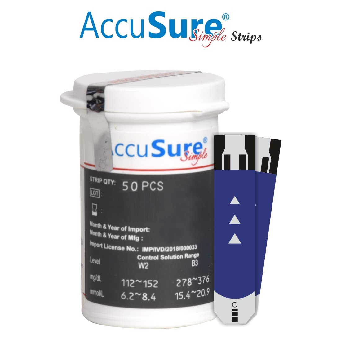 AccuSure Simple Blood Glucose Test Strip (Only Strip) | Diabetes Monitoring Devices