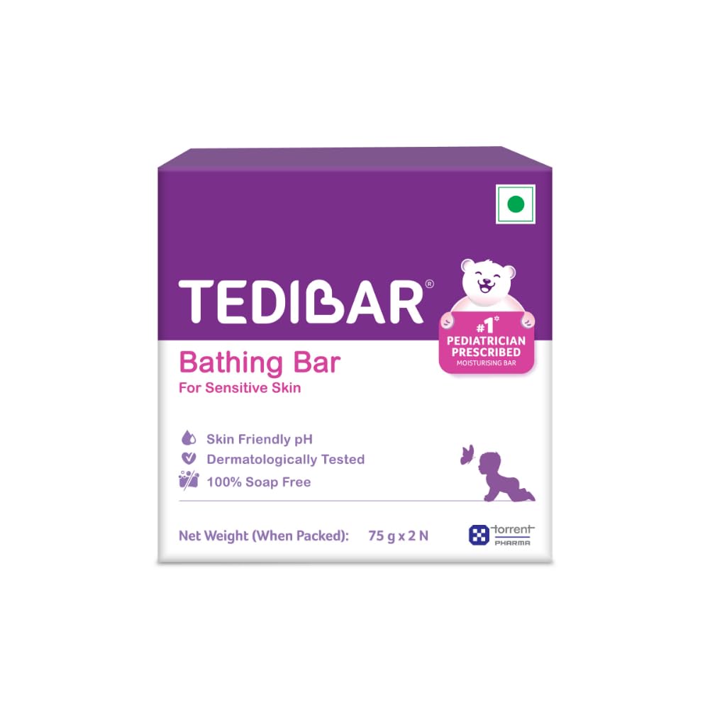 Tedibar Baby Bathing Bar for Sensitive Skin | Soap Free - 75gm - Pack of 2