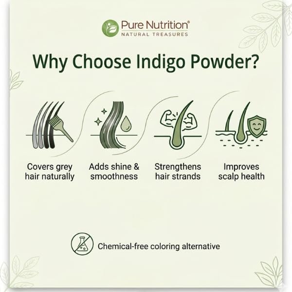 Pure Nutrition Organic Indigo Powder 200g | Natural Hair Color Powder | Herbal Hair Care