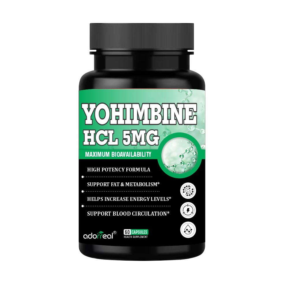 Adorreal Yohimbine Capsules (60 Capsules) | Thermogenic Fat Burner, Energy Booster & Athletic Performance Support