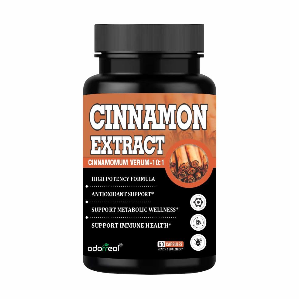 Adorreal Cinnamon Extract Capsules (60 Capsules) | Supports Healthy Blood Sugar Levels, Digestion & Metabolism