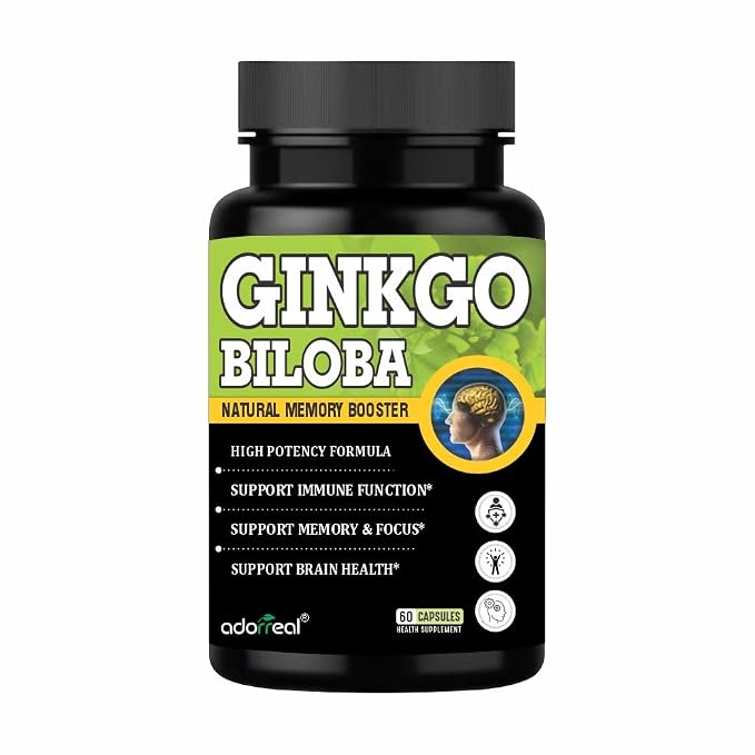 Adorreal Ginkgo Biloba Extract Capsules (60 Capsules) | Supports Brain Health, Memory, Focus & Peripheral Circulation