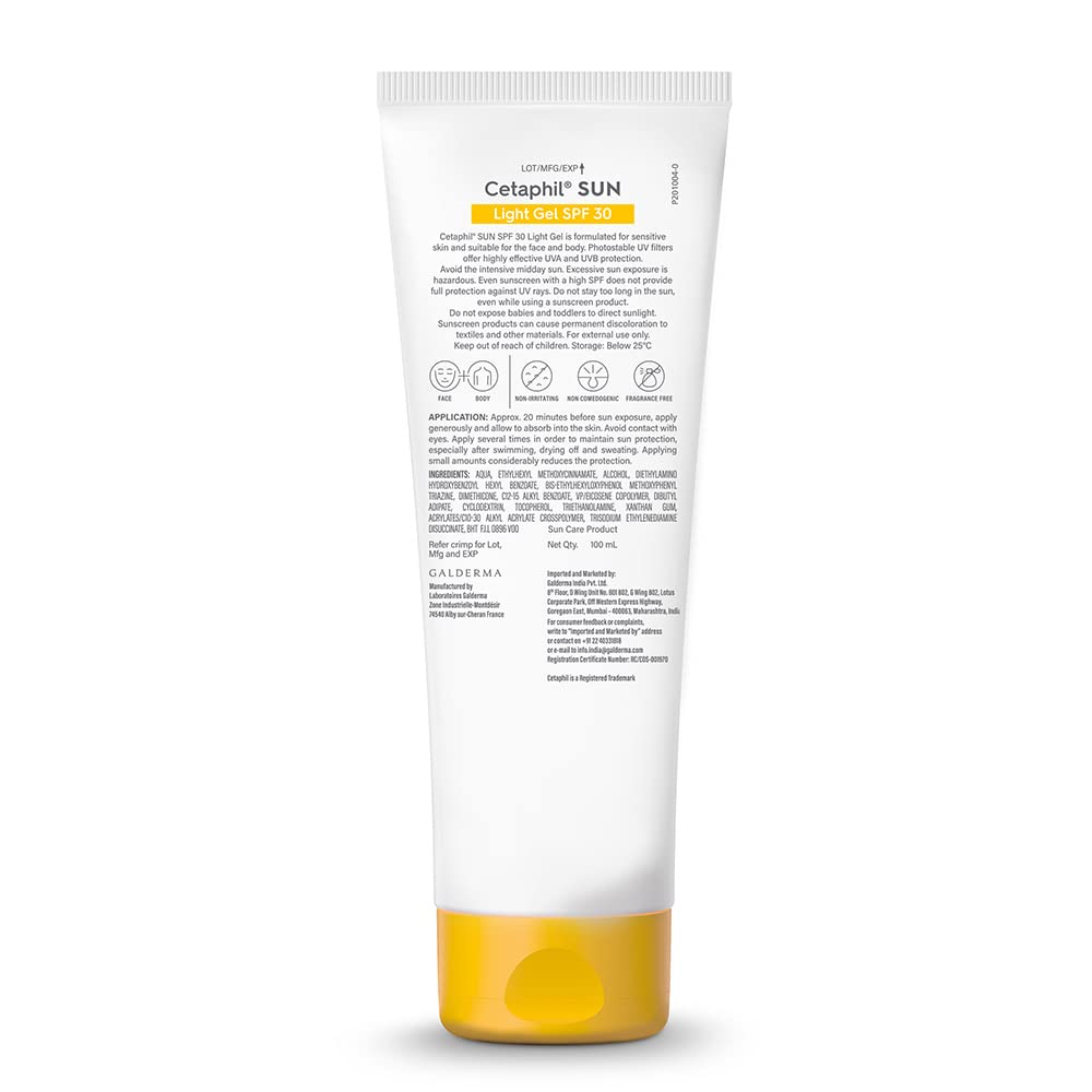 Cetaphil Sun Light High Protection Sunscreen Gel | SPF 30 Sensitive Oily Skin - 100ml Gel